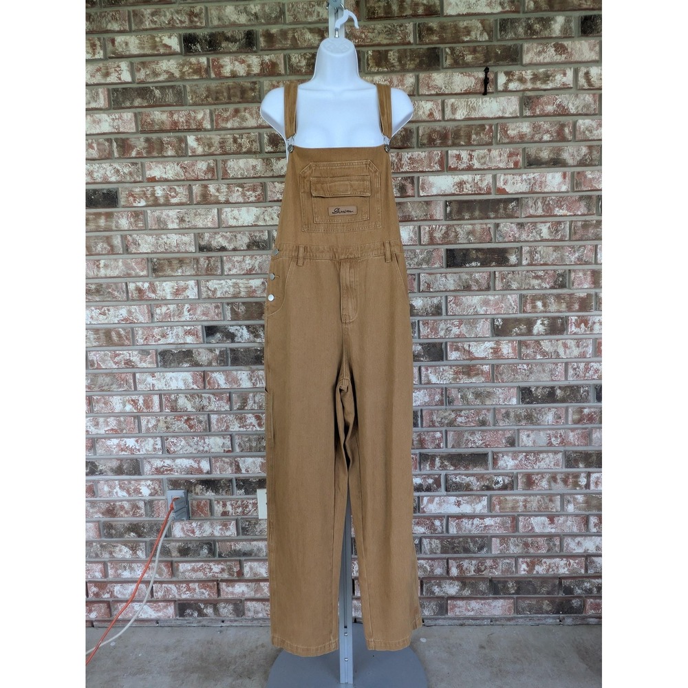 MANFINITY Workwear Utility Carpenter Gorpcore Brown Denim Overalls Medium
